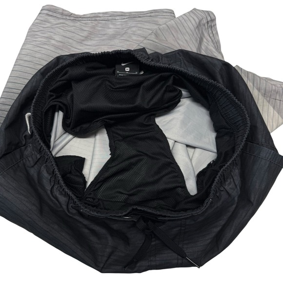 Nike Brief Lined Swim Black Gray Swoosh Drawstring Board Shorts Men's Sz M #450 - Picture 7 of 10